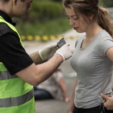 Accident perpetrator during breathalyzer test